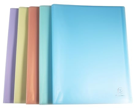 Exacompta - Ref. 88470E – 5 Stück – Chromaline Pastell – 40 Klarsichthüllen – 80 Seiten – für A4 – Maße: 24 x 32 cm – Deckel aus recyceltem Polypropylen transluzent – 5 verschiedene Farben