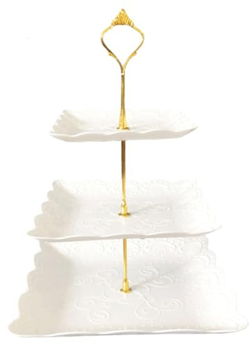 Alzata per cupcake a 3 livelli, in plastica, multiuso, per matrimoni, compleanni, feste di Natale e baby shower (quadrato oro)