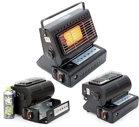 2 in 1 PORTABLE CAMPING STOVE/HEATER PLUS 4 X BUTANE/PROPANE 400ml GAS CANISTERS 227G OUTDOOR FISHING HIKING - CE CERTIFIED