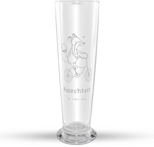 Mr. & Mrs. Panda Weizen Bierglas Fuchs Fahrrad fahren - Personalisierte Geschenke, Geschenk, Mountainbiking, Radeln, Weizenbierglas, Selbst Gestalten, Radsport, Weizenglas, Wunschtext, mit Namen