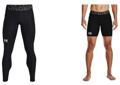 Under Armour Herren UA HG Armour Leggings, Lange Sportleggings; atmungsaktive enganliegende Laufhose & Herren UA HG Armour Shorts, Kurze Laufhose, atmungsaktive Herrenshorts