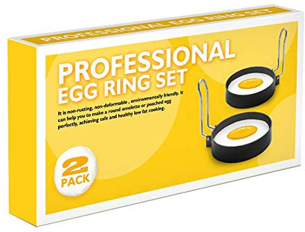 Molde de Anillo de Huevo, 2pcs Anillo De Huevo para Huevos Fritos, Hamburguesa, SáNdwich, Pancake, Huevo Redondos Moldeador con Asas Plegables + Cepillo De Aceite, Egg Rings, Molde de Huevo