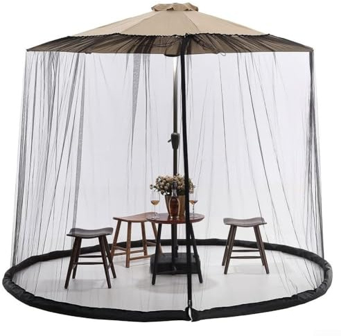 Zanzariera per ombrellone da patio, resistente per esterni, ombrellone da giardino, schermo da tavolo, zanzariera a baldacchino (335 x 240 cm)