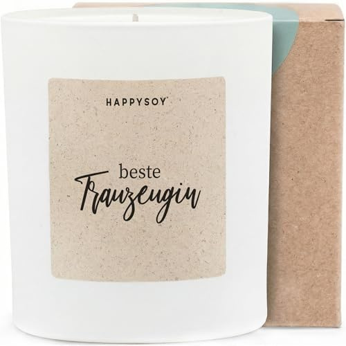 Beste Trauzeugin - Duftkerze mit Spruch als Geschenk für Hochzeit, liebevolle Aufmerksamkeit für Trauzeugin, blumiger Duft, Kerze im Glas