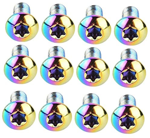 MOBUTOFU 12pcs Screws for Mountain Bike Brake Pad Titanium Steel Box Seven Colors