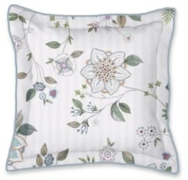 PiP Studio Dekokissen Flores Bailando Altweiß Warm Weiß Blüten Zweige Blätter Wendeoptik Streifen Perkal, Größe:45 x 45 cm