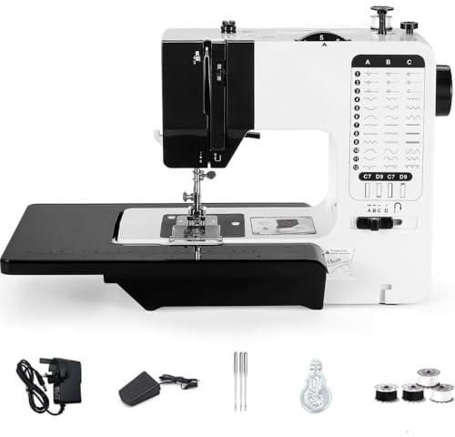 Uadme Home Sewing Machine, Mini 38 Stitch Lightweight Adjustable Speed Electric Sewing Machine with Extension Table, Household Sewing Machines for Beginner ﻿