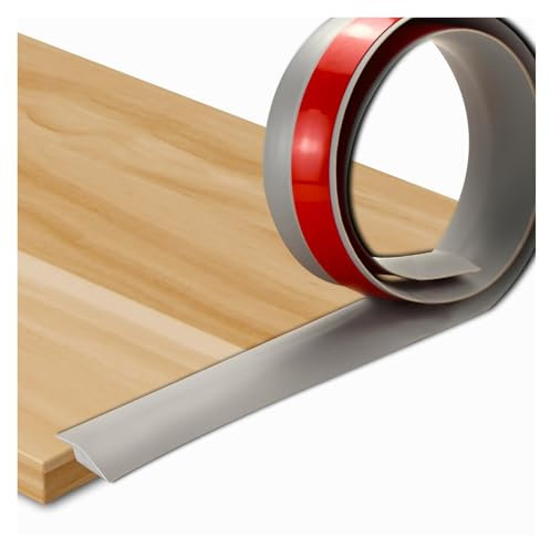 Selbstklebend Vinyl - Übergangsleiste - PVC Abschlussprofil - Bodenleiste - Türschwelle - Abdeckleiste - Laminate Profile Flooring Edge Trim for Floor Partitions(Gray,6.56ft x 1.38in)