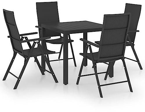 HETFTJN Ensemble de 5 meubles de jardin pour chapiteau et terrasse - Noir - Pour terrasse, cour, balcon, café