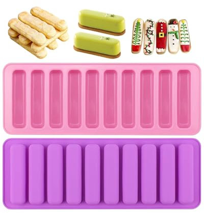 LOZTBUE Stampi per muesli da 2 pezzi, stampi in silicone, stampi per barrette energetiche rettangolari da 10 pezzi, stampi in silicone antiaderente per barrette di cioccolato, cubetti di ghiaccio
