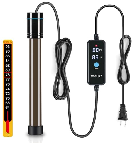 Orlushy 500W Submersible Aquarium Heater, Adjustable Fish Tank Heater with Digital Display External Controller, Overheat Protection and Free Thermometer for 55-80 Gallons Freshwater and Saltwater Tank