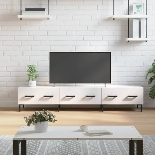 ShGaxin 829158 Meuble TV en bois d'ingénierie blanc brillant 150 x 36 x 30 cm