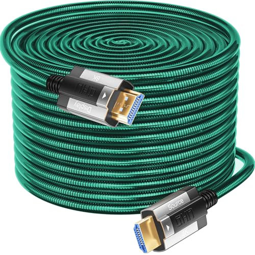 Siwket 8K HDMI Glasfaserkabel 15M, Stahlpanzerung Optisch HDMI 2.1 Kabel 48Gbps Ultra High Speed 8K@60Hz 4K@120Hz Dynamic HDR eARC Dolby HDCP 2.2&2.3 für HDTV/Projektor/Heimkino/TV-Box/Gaming-Box/PS5