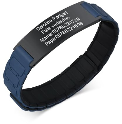 Personalisiertes Notfallarmband SOS Armband Kinder - Wasserfest Silikon Anti Verloren Armbänder mit Gravur Name Telefonnummer für Kinder, Sicherheitsarmband Medizinisches ID Armband für Mädchen Jungen