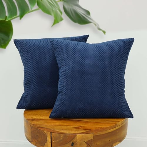 Amilian 2er Set Kissen mit Füllung und Bezug – Dekokissen für Sofa, Bett oder Couch – Zierkissen Set mit weichem Innenkissen – Waschbar & stilvoll - Mitternachtsblau - 50 x 50 cm