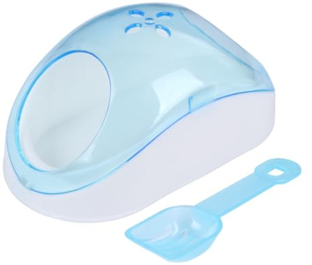 UPKOCH Casa De Baño para Arena De Chinchillas y Hámsteres Pequeña De Plástico Azul con Filtro y Cuchara para Arena Portátil y Segura para Mascotas Pequeñas