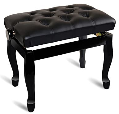 SUNMME Klavierhocker aus Kunstleder, gepolsterte Holzbank, Keyboardhocker, 10 cm höhenverstellbar, 56 x 36, 47–57 cm, für Einzelnutzung geeignet, Gebogene Beine (gebogen, Einheitsgröße)