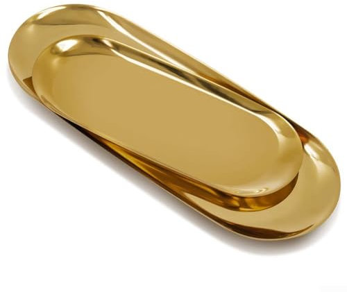 Plateau en acier inoxydable pour organiser bijoux, articles de toilette et accessoires (18 cm)