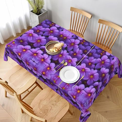 ESNAIUVCD Tovaglia con stampa di fiori di giglio viola, 152 x 228 cm, tessuto testurizzato resistente alle fuoriuscite, per interni ed esterni, per cene e celebrazioni
