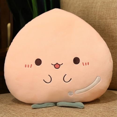 OUKEYI Peach Plush Pillow, Fruit Stuffed Animal, Food Plush Pillow with Hand Pocket, Gift for Kids Adults (Peach) 38cm