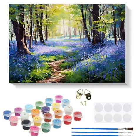 RICUVED Paisaje Pintura por Números para Adultos y Niños 20x30cm -Forestal Kit DIY con Marco de Madera, Pinturas al Óleo, Pinceles y Bandas Magnéticas para Decorar Tu Casa
