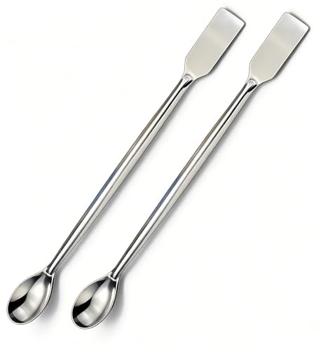 2 cucharas de laboratorio de mango largo, microcucharas para manipulación de aditivos de grafito, muestreo de laboratorio y aplicaciones industriales