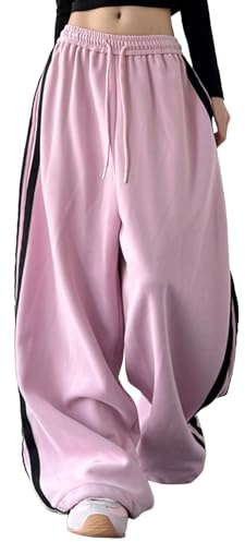 Harem - Pantaloni da donna Streetwear Dance Ample Tuta bassa larga con elastico in vita arricciata, felpe, rilassanti hip-hop con caduto fluido, calze comode, pantaloni da danza pratica urbana