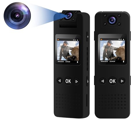 NinjaCam 4K Bodycam Körperkamera Mini, Body Cam mit APP, Mini Body Camera Bewegungserkennung Tragbare Überwachungskamera, Kleine Kamera ohne WLAN, Mini Kamera, Videokamera für Polizei/Sport