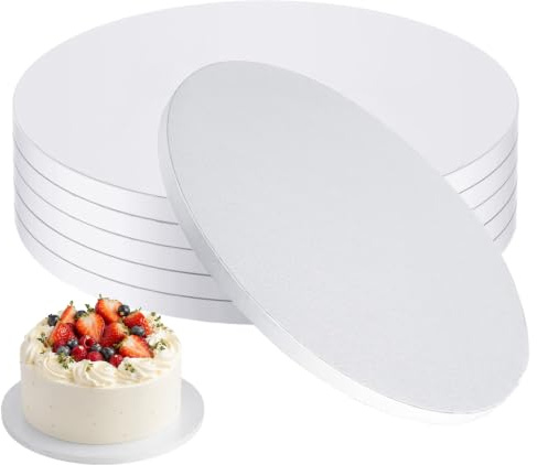 Forhandy 6 stycken tårtplattor, kartong, 25 cm rund, återanvändbar tårtunderlägg för 15–9 cm kakor och desserter, etc (25 cm)