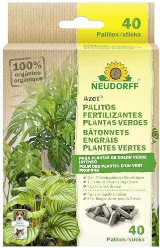 Neudorff Azet Bâtonnets Engrais Plantes Vertes – Pour des plantes d’un vert profond, avec mycorhizes, effet longue durée jusqu’à 3 mois, 40 bâtonnets