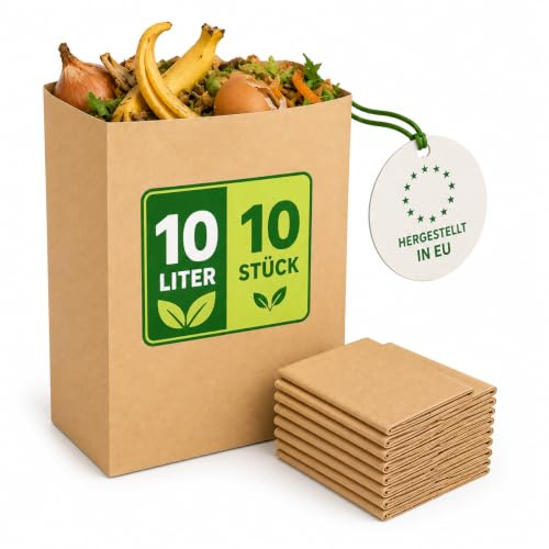 Bolsas de basura orgánicas de 10 l, 50 unidades de bolsas de basura orgánicas compostables, resistentes a roturas y a prueba de fugas, para cubos de basura orgánicos, cocina y hogar, bolsas de