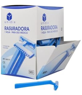 Maquinillas de Afeitar Desechables – 1 Hoja – Caja Dispensadora de 100 Unidades – Aptas para Uso Médico/Hospitales/Centro Sanitarios/Estudio Tatuajes/Centros de Estética – No Estéril