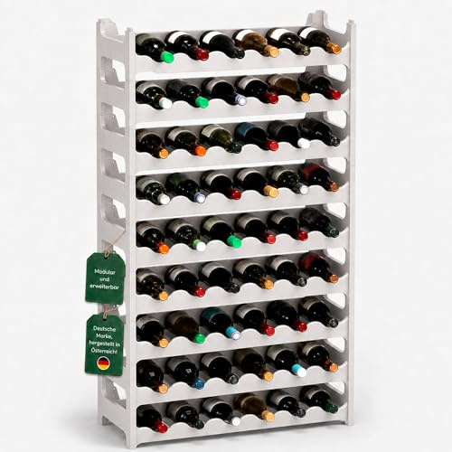 ARTECSIS® Weinregal stapelbar & modular erweiterbar Kunststoff für 60 Weinflaschen (granitgrau) - Stabiles Flaschenregal & Getränkeregal Gastronomie-Qualität - Flaschen Weinständer, Weinflaschenhalter