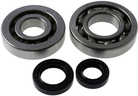Kurbelwellenlager Set C3 KH SF10 kompatibel mit KYMCO Yager/Spacer 50cc | Mit Wellendichtringen, Metallkäfig, C3-Lagerluft bis 17.000 U/min; für liegenden SF10-Motor, kompatibel mit KYMCO Yup, TB Off