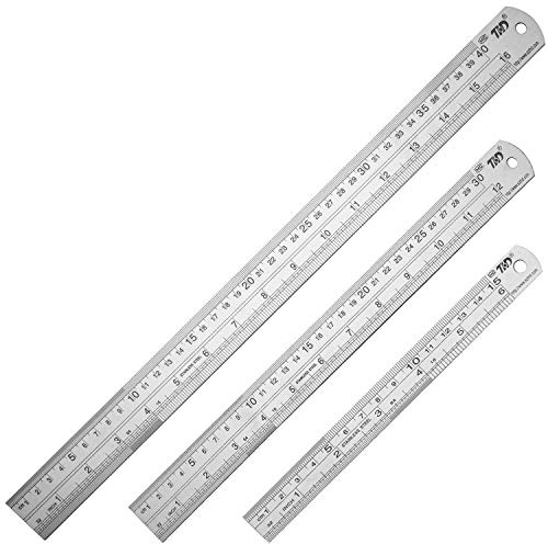 ZZTX Metal Straight Edge Ruler Stainless Steel Ruler 6 Inch 12 Inch 16 Inch Ruler Set Rulers Bulk Set of 3