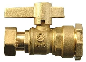 Wasserhahn, Wasserzähler, vorne/nach Zähler gerade, PE – Durchmesser Mutter 20 x 27 – Außendurchmesser 25 mm