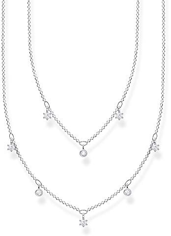 THOMAS SABO Kette doppel weiße Steine silber 925 Sterlingsilber