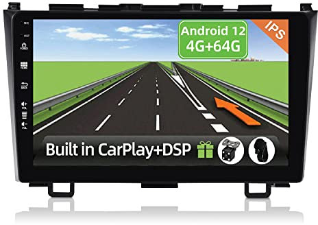 YUNTX [4GB+64GB] Android 12 Autoradio per Honda CRV(2007-2011)-[Incorporato Carplay/Android Auto/DSP/GPS]-IPS 2.5D 9 Touch Screen-CAM+MIC-DAB/Mirror Link/Bluetooth 5.0/WiFi/USB/4G