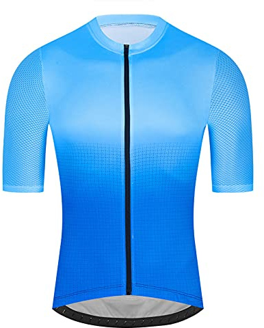 Maglia Da Ciclismo,Maglia Da Uomo Maniche Corte,Maglia Da Ciclismo Estivi Uomo Maniche Corte Traspirante Abbigliamento MTB Per Bici Mountain Bike (Blu,L)