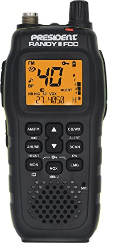 President Electronics Randy II FCC - Prima radio CB palmare AM/FM approvata FCC, nero