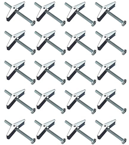 TERF® Perno de palanca M5 x 50 mm con tornillo de máquina para fijación hueca de pared y puerta de placas de yeso, paquete de 20