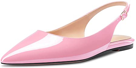 HDEUOLM Femmes Chaussures Plates Bas Kitten Talon Heel Pointu Escarpins Slip-on Slingback Bureau Party Dress