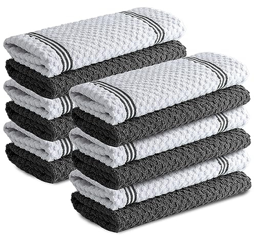 Infinitee Xclusives Kitchen Towels - 12 Pack - Terry Tea Towel-38 x 64 cm | 100% Cotton, Highly Absorbent Tea Towels - Lint Free, Soft, Durable & Quick Dry, Ideal for Drying Dishes & Kitchen Cleaning