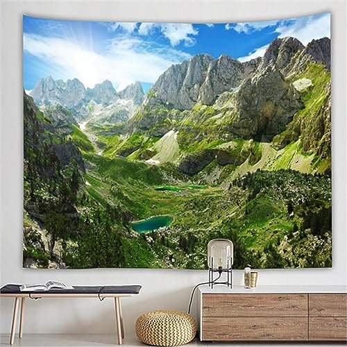 Sxakswol Wandteppich Groß Berg Wandteppich 200x200 Wandbehang Natürliche Landschaft, Tapisserie 3D Wandtuch Aesthetic Wandteppiche für Wohnzimmer Schlafzimmer Wohnheim Wanddeko