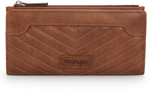 Wrangler Minimalist Wallet for Women Credit Card Wallet Ladies Travel Wallets Monederos de Mujer Card Cases & Money Organizers with Smooth Zippers for Women Brown