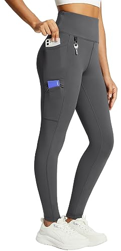 baleaf Damen Fleece gefütterte Leggings Wasserabweisend Hohe Taille Wanderleggings Thermo Leggings Fahrradhose Laufhose mit Reißverschlusstaschen