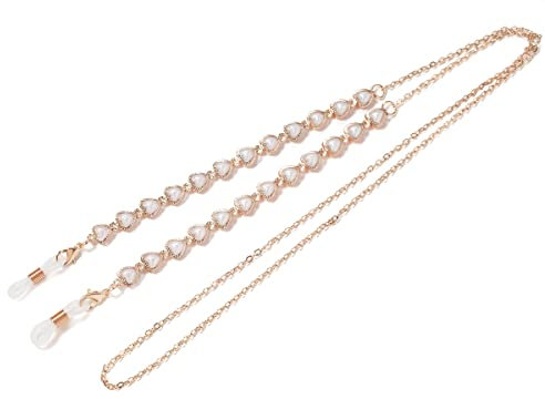 UYUME Damen Brillenkette, Brillenkette, Sonnenbrillenbandhalter, herzförmige Brillenhalterkette for Damen (Color : Rose Gold)