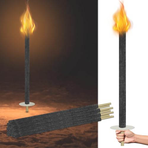 NAIZY 10pcs Gartenfackeln Set Fackeln für Draußen 100min Brenndauer Burn Hochwertige Wachsfackeln mit Extra Langem Griff, für Outdoor Wanderung Party