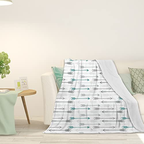 Große Flanell-Fleece-Überwurfdecke, Pfeilmuster, Linienkunst, weiche Webdecke für Couch, gemütlich, warme und dekorative Decke, grau, 152,4 x 127 cm