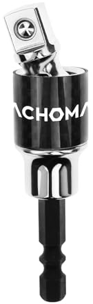 Machoman Adaptador Vaso 3/8, Vástago Hex 1/4 Pivotante 360° | Cuadrado de arrastre, acero cromo vanadio, bola de resorte, reparación auto taller bricolaje